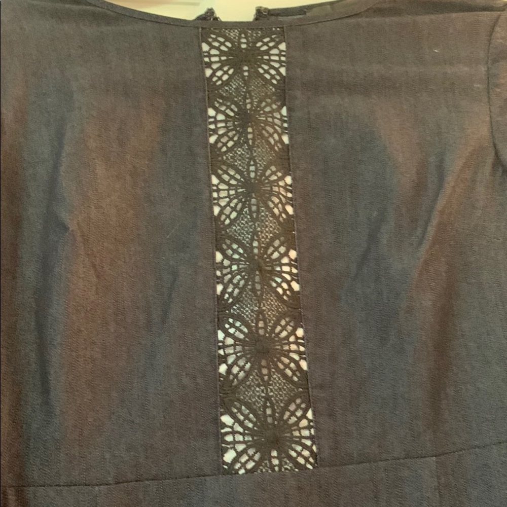 Elegant light denim Dress with Lace Detail